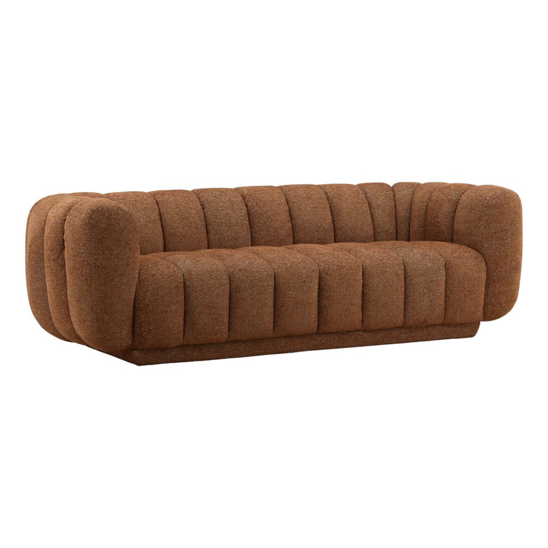 Selren Rust Chenille Sofa, three-quarter studio view