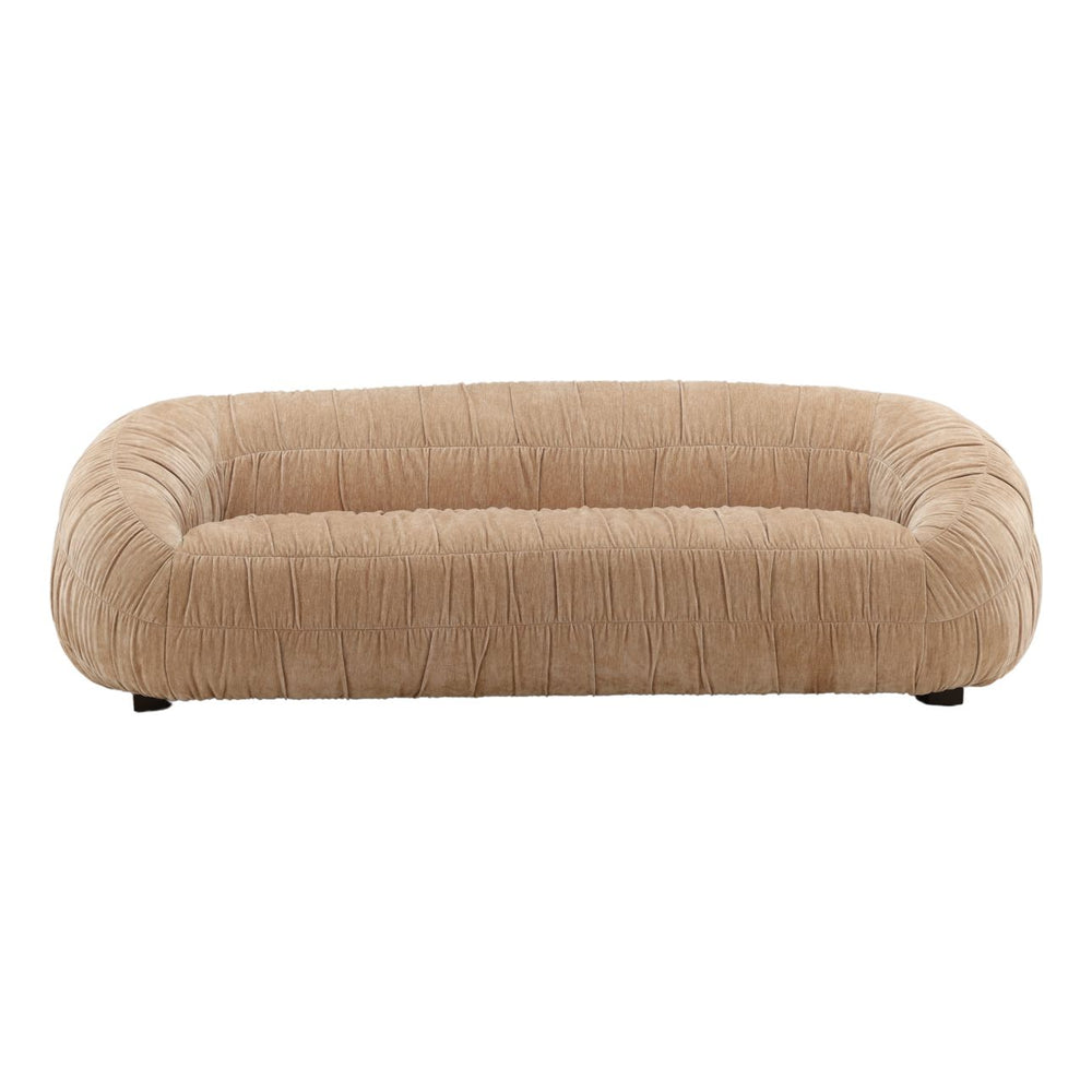 Laurelren Sand Velvet Sofa, front view