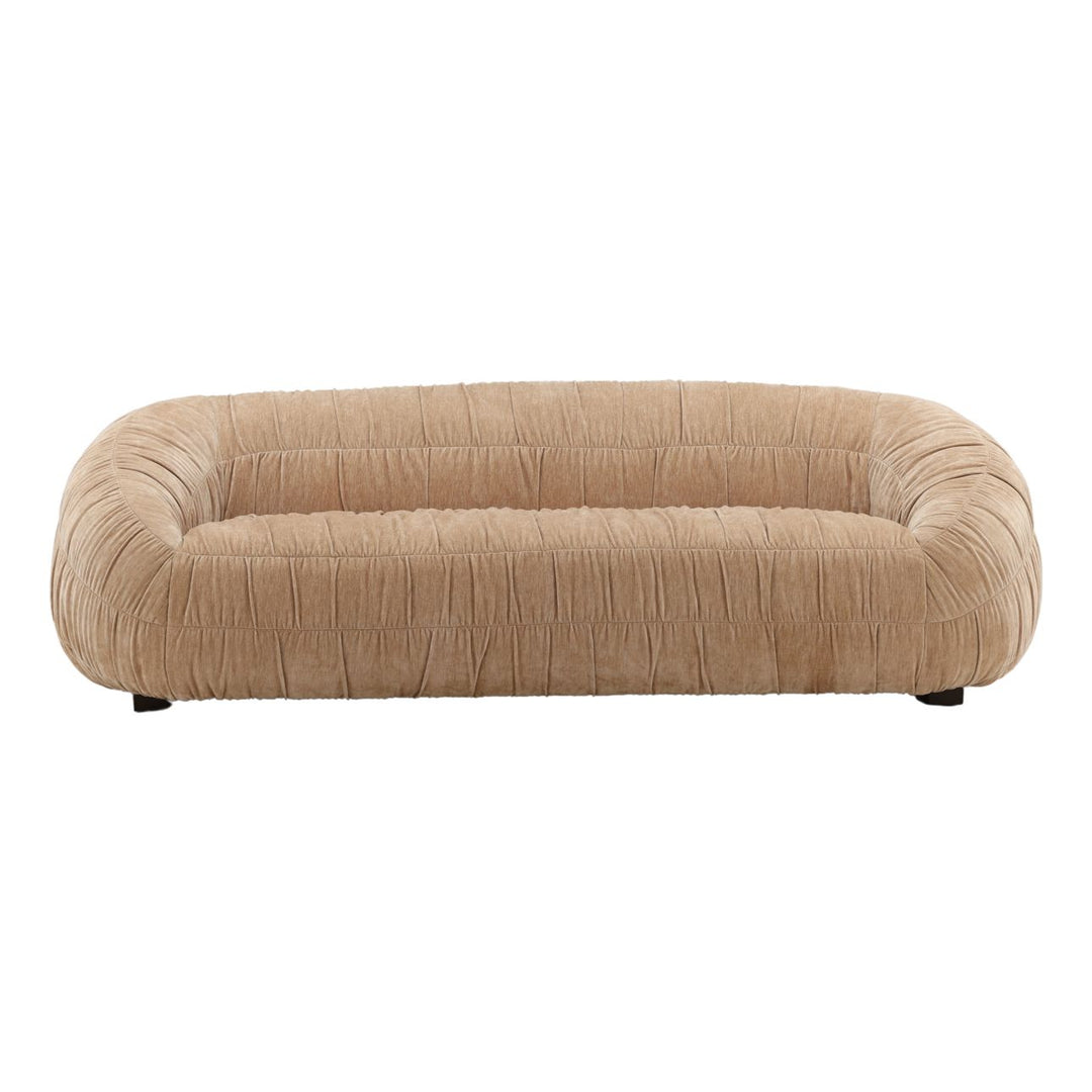 Laurelren Sand Velvet Sofa, front view