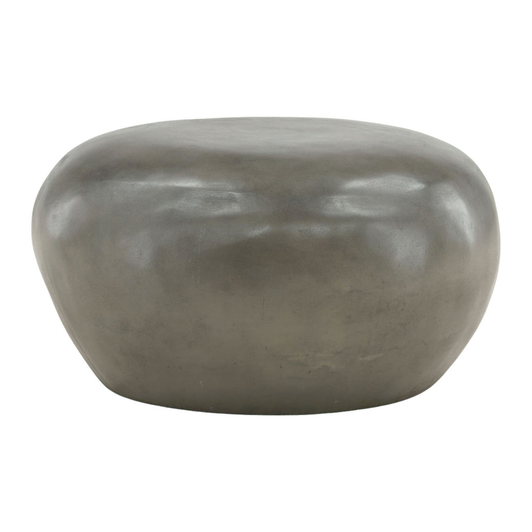 Juno Concrete Outdoor Coffee Table, Dark Grey, three-quarter studio view