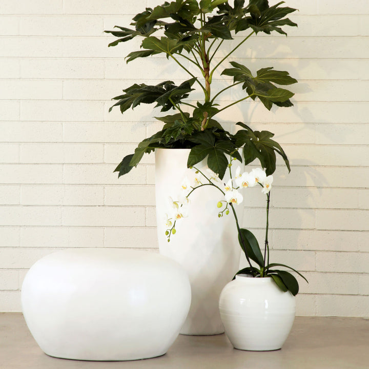 Juno Concrete Outdoor Coffee Table, Natural White, lifestyle view