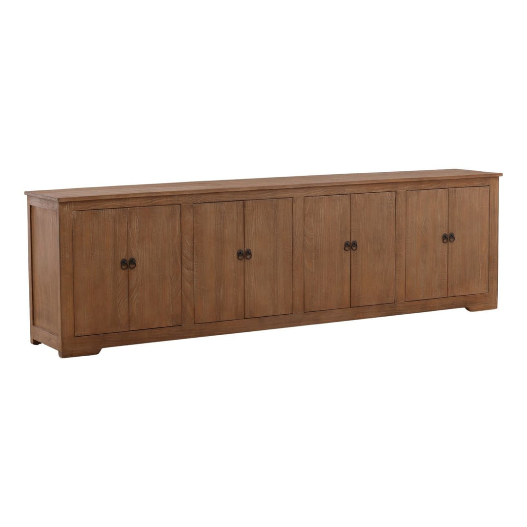 Nikos Reclaimed Pine Sideboard, Brown · Eight Door, three-quarter studio view