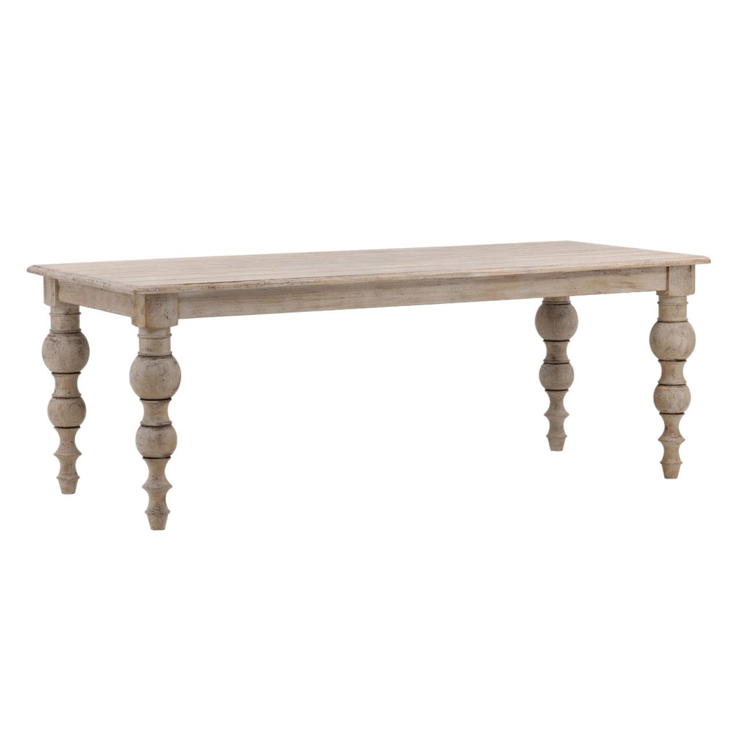Merritt Reclaimed Pine Dining Table, three-quarter studio view