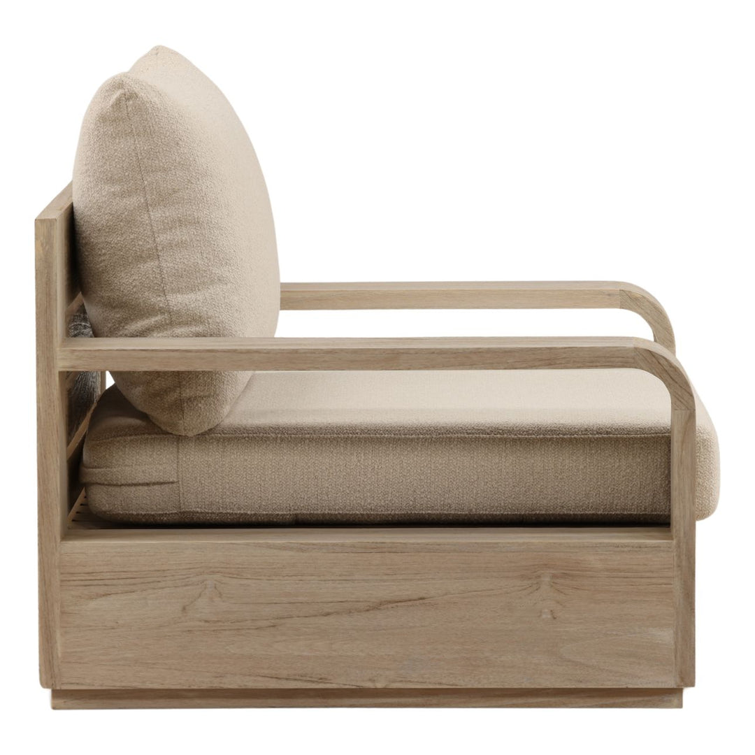 Lucren Sand and Grey Outdoor Lounge Chair, profile view