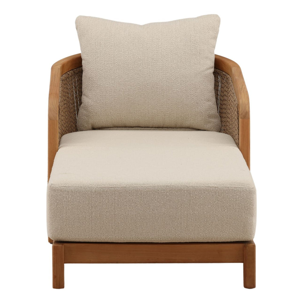 Cianren Sand Teak Outdoor Chaise, front view