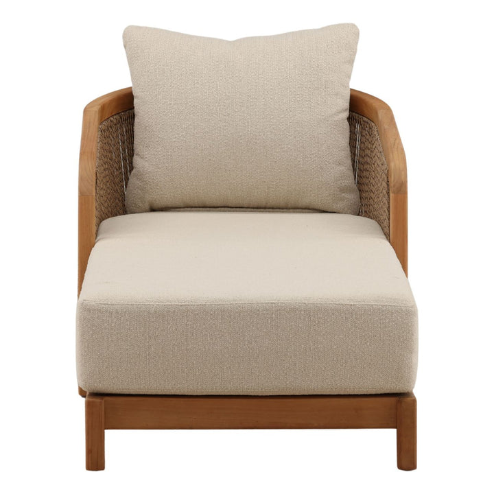 Cianren Sand Teak Outdoor Chaise, front view