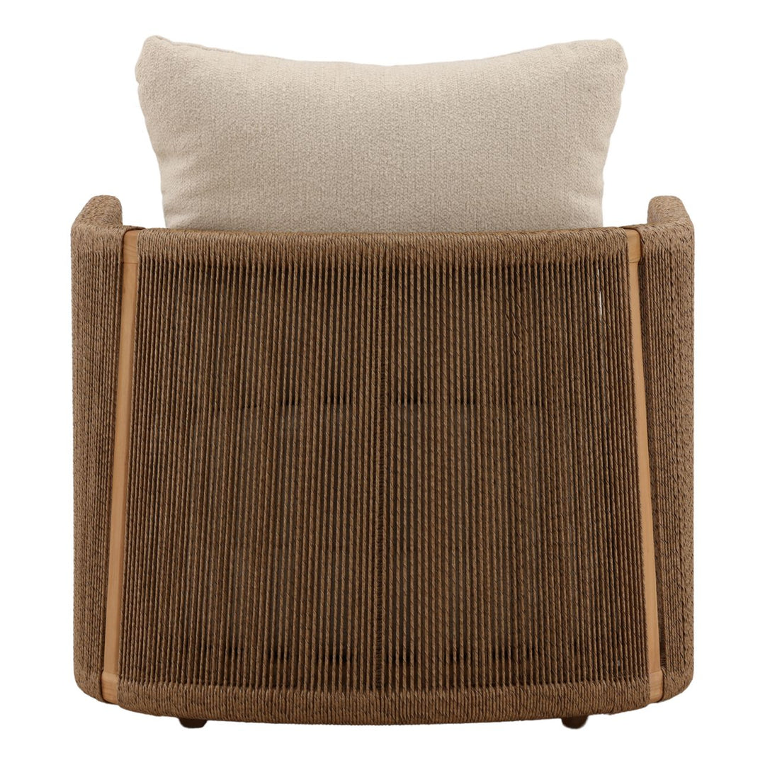 Zosren Sand Teak Outdoor Lounge Chair, back view