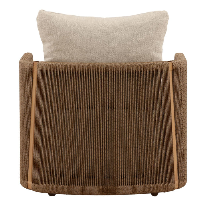 Zosren Sand Teak Outdoor Lounge Chair, back view