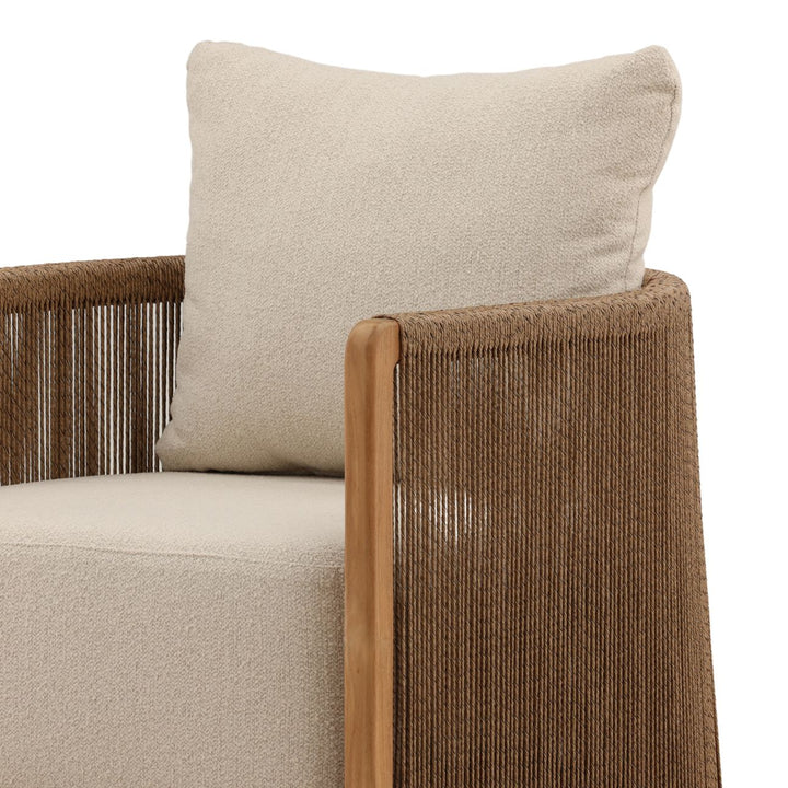 Zosren Sand Teak Outdoor Lounge Chair, detail 1 view