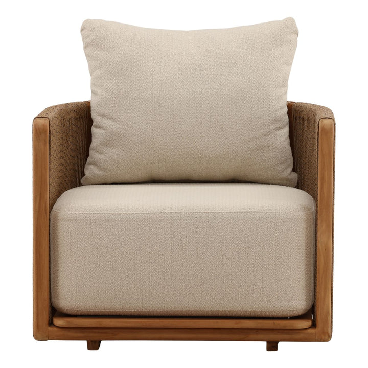 Zosren Sand Teak Outdoor Lounge Chair, front view