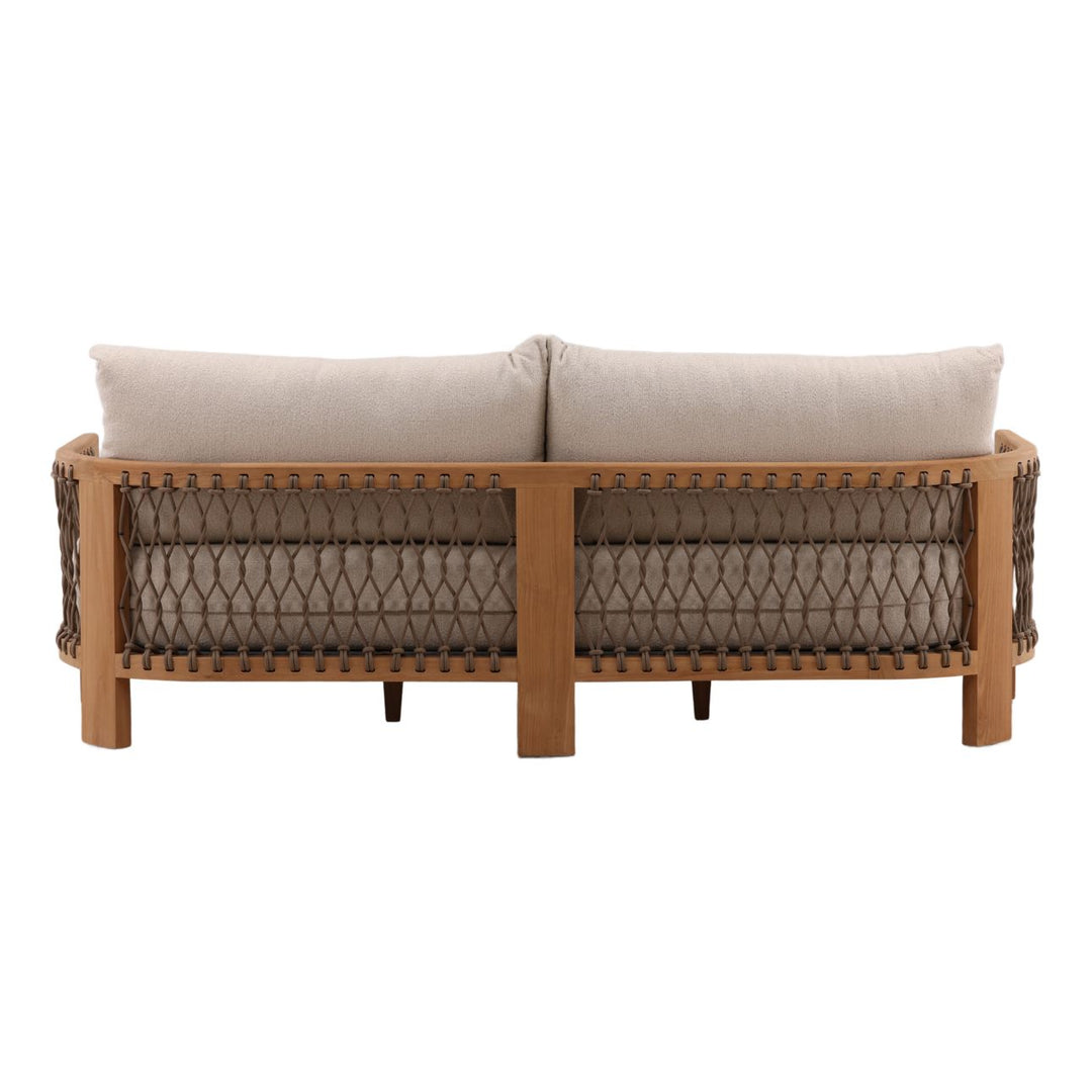 Mersren Sand Teak Outdoor Sofa, back view