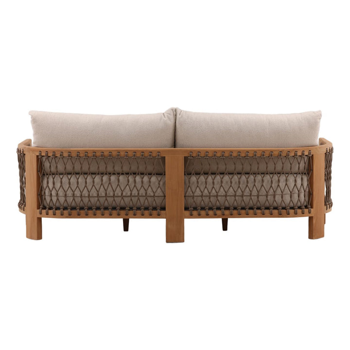 Mersren Sand Teak Outdoor Sofa, back view