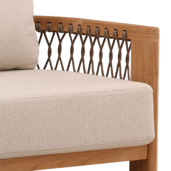 Mersren Sand Teak Outdoor Sofa, detail 2 view