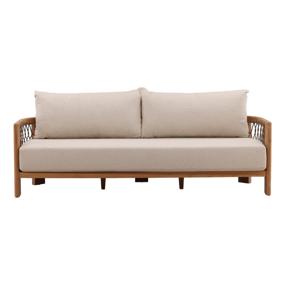 Mersren Sand Teak Outdoor Sofa, front view