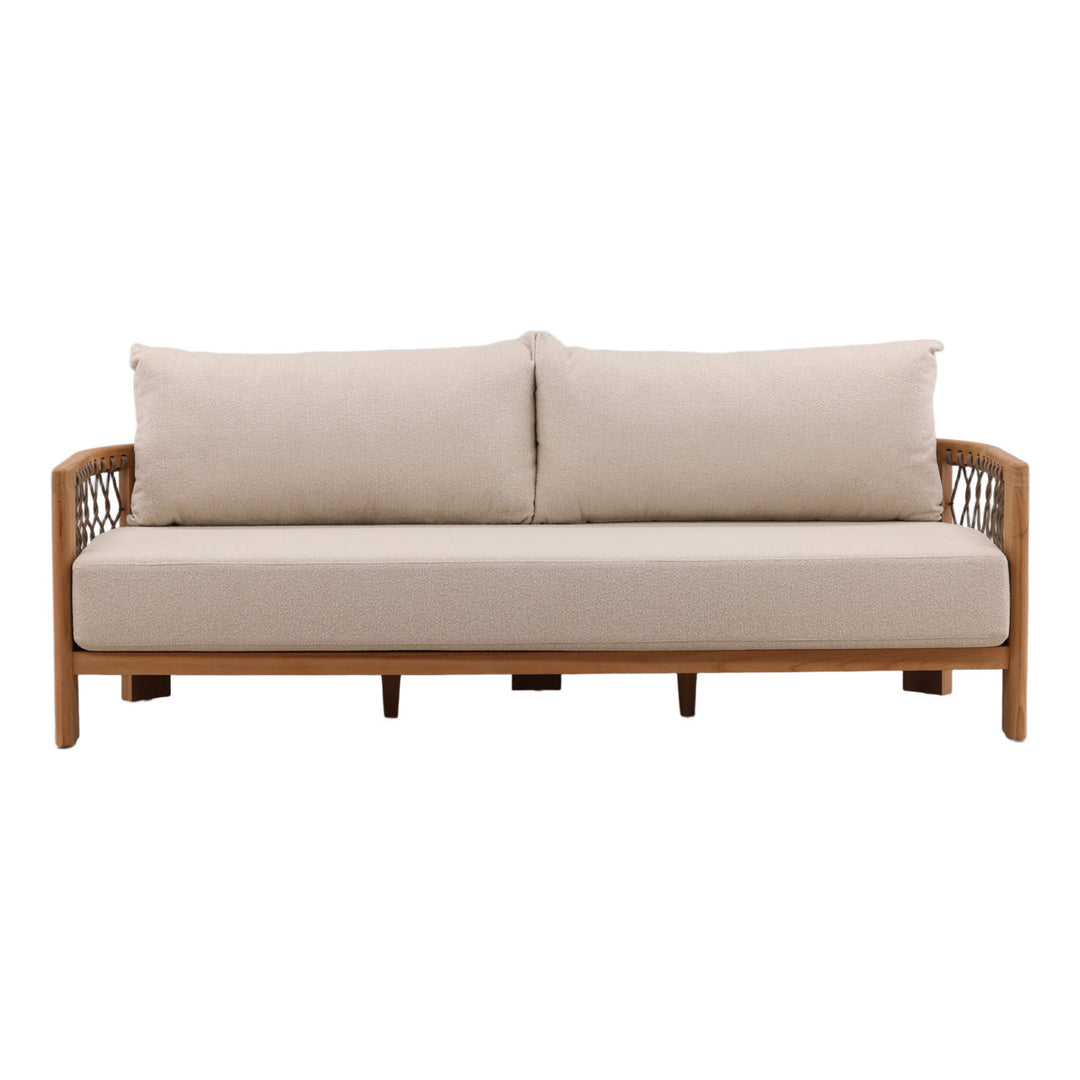 Mersren Sand Teak Outdoor Sofa, front view
