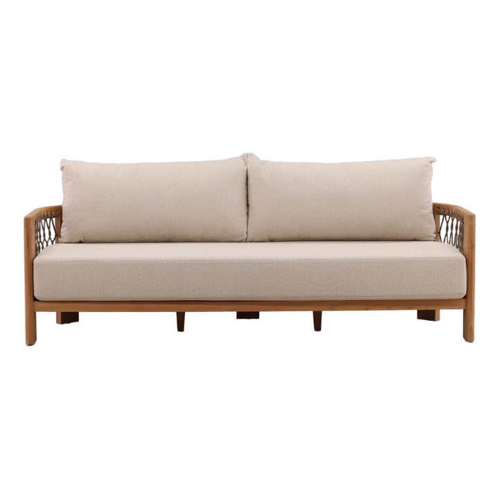 Mersren Sand Teak Outdoor Sofa, front view