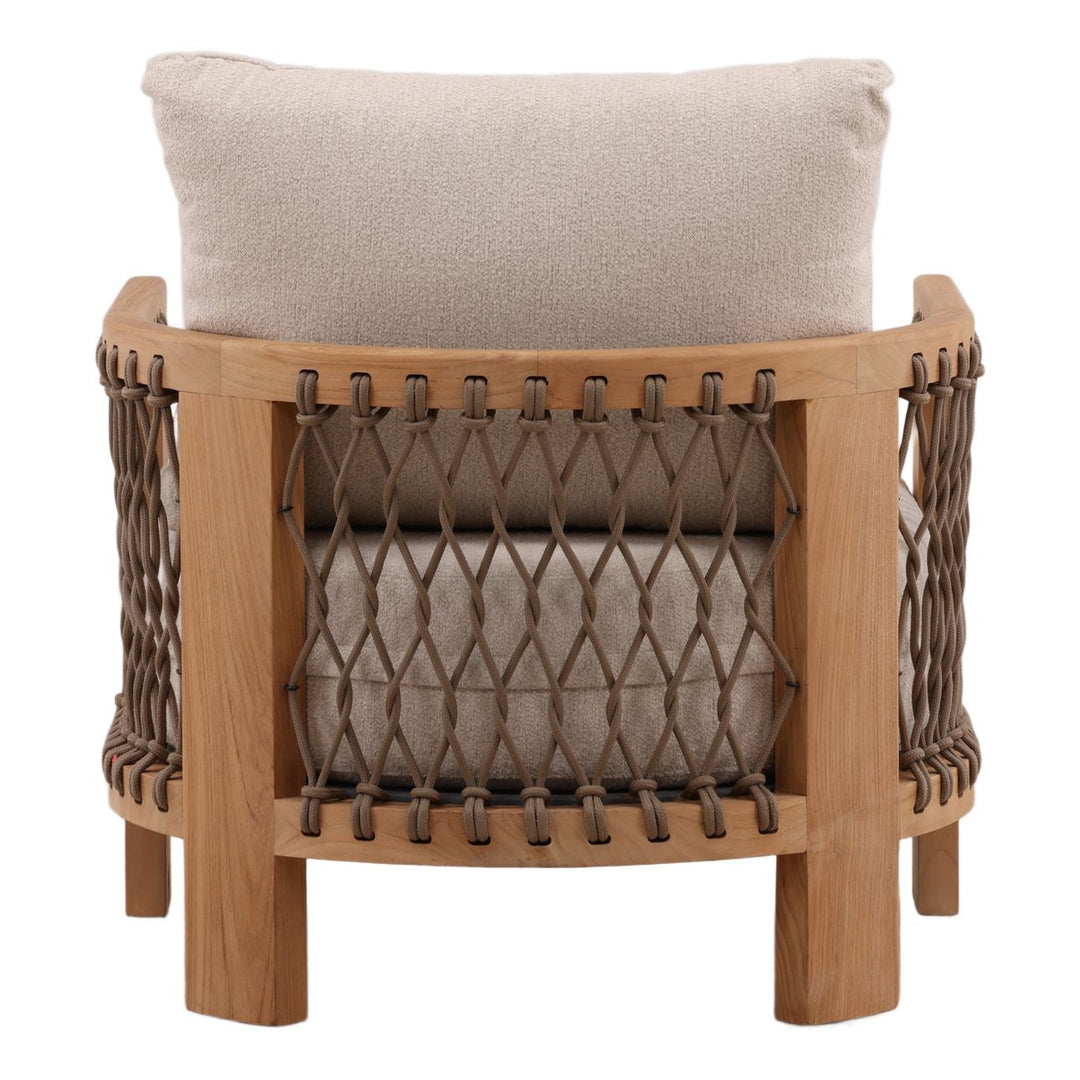 Mersren Sand Teak Outdoor Lounge Chair, back view
