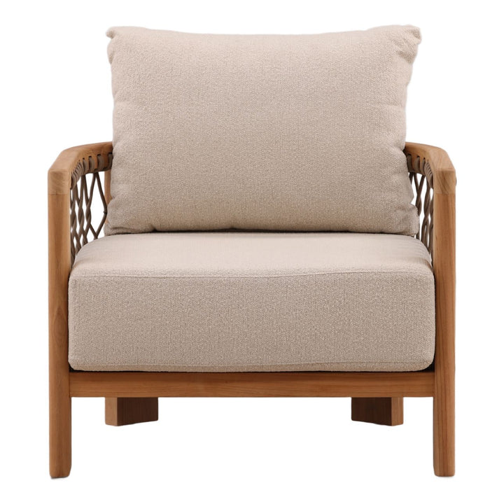 Mersren Sand Teak Outdoor Lounge Chair, front view