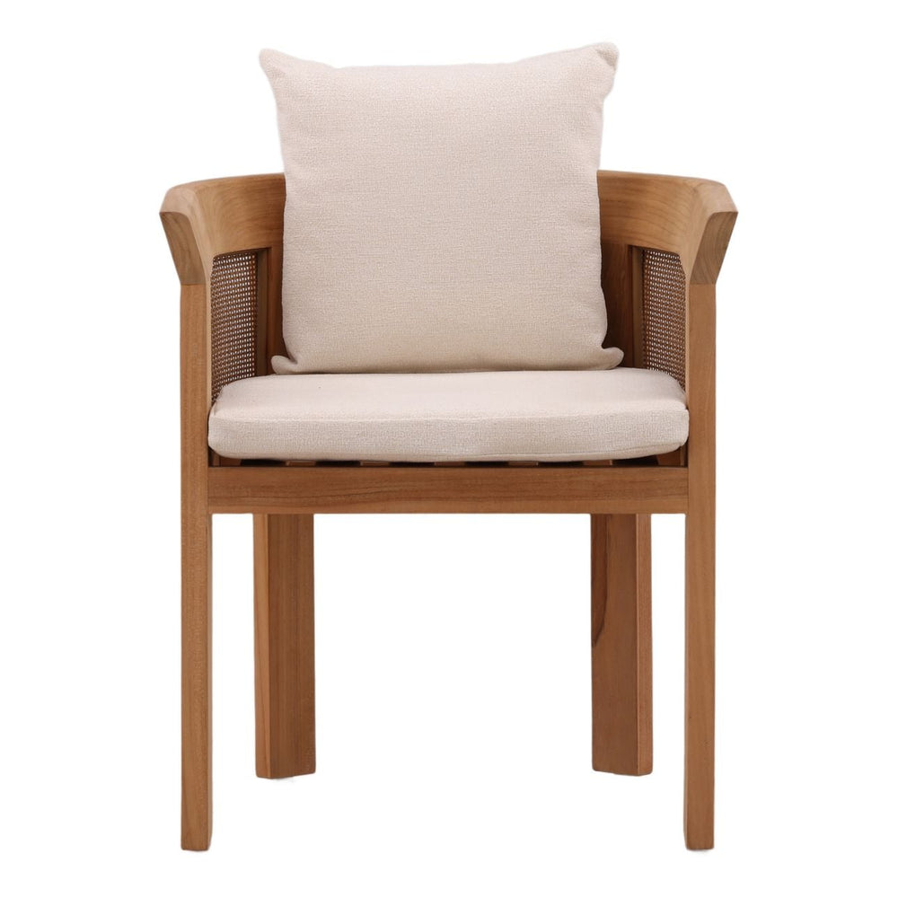 Cressa Olefin and Teak Outdoor Dining Chair, front view