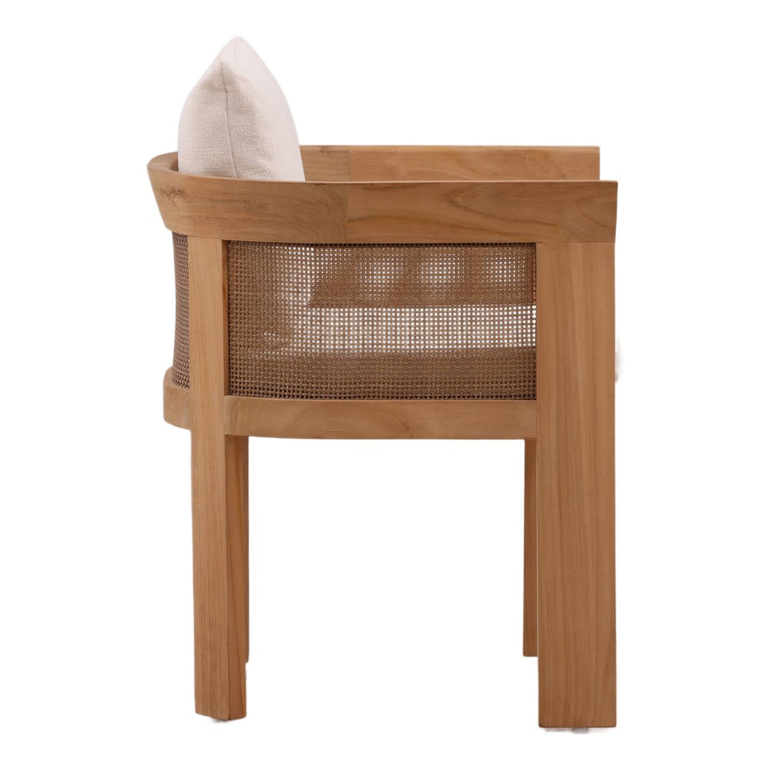 Cressa Olefin and Teak Outdoor Dining Chair, profile view