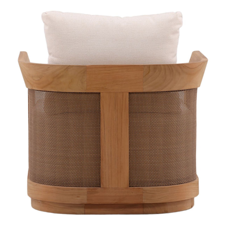 Cressren Cream Teak Outdoor Lounge Chair, back view