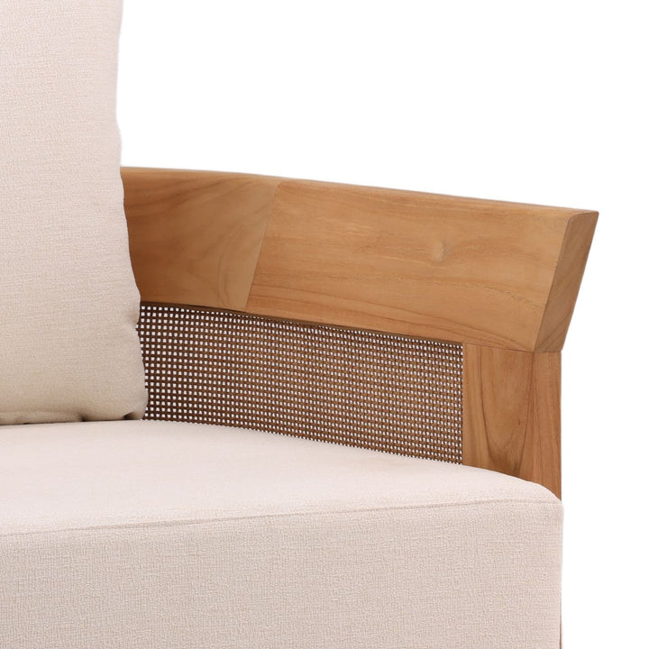 Cressren Cream Teak Outdoor Lounge Chair, detail 2 view