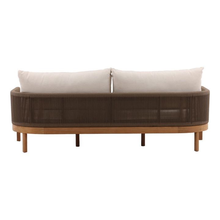 Janren Cream Teak Outdoor Sofa, back view