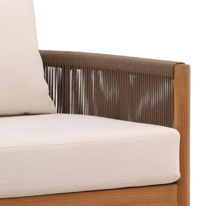 Janren Cream Teak Outdoor Sofa, detail 2 view