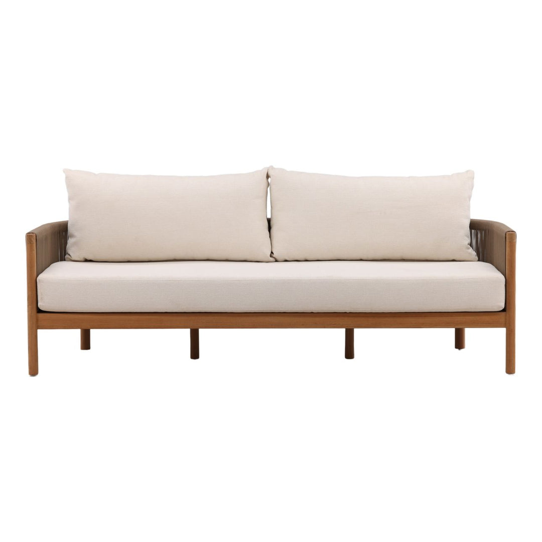 Janren Cream Teak Outdoor Sofa, front view