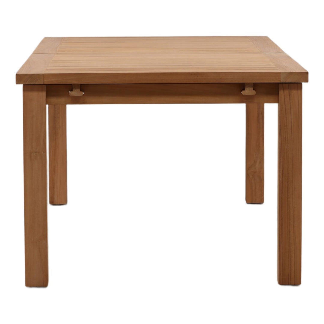 Colette Extendable Teak Outdoor Dining Table, profile view