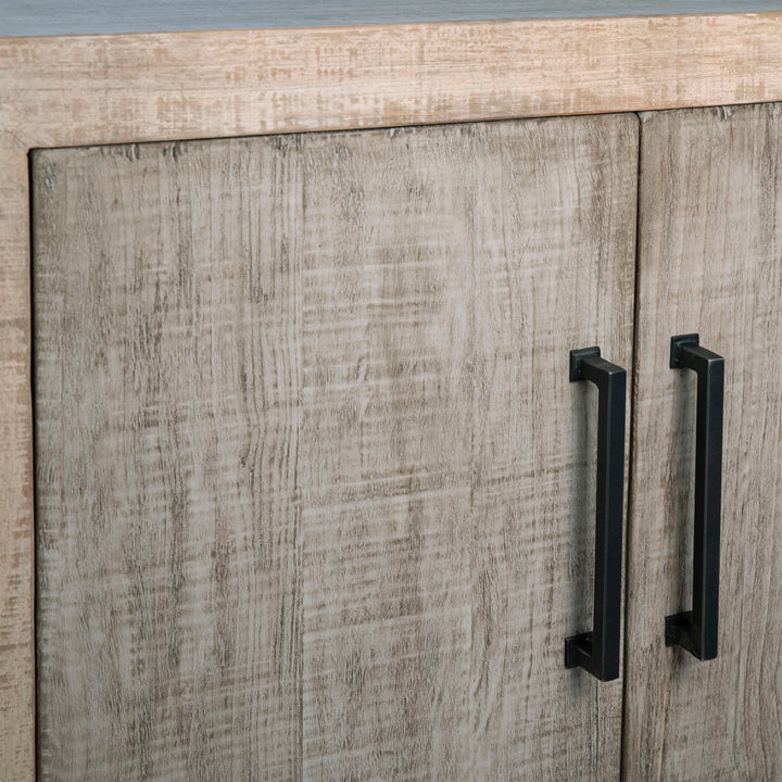 Meridian Reclaimed Pine Sideboard, Warm Wash · Four Door, detail 1 view
