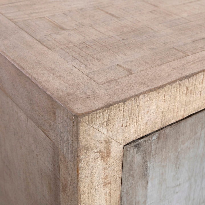 Meridian Reclaimed Pine Sideboard, Warm Wash · Six Door, detail 2 view