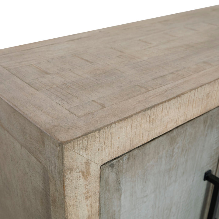Meridian Reclaimed Pine Sideboard, Warm Wash · Six Door, detail 3 view