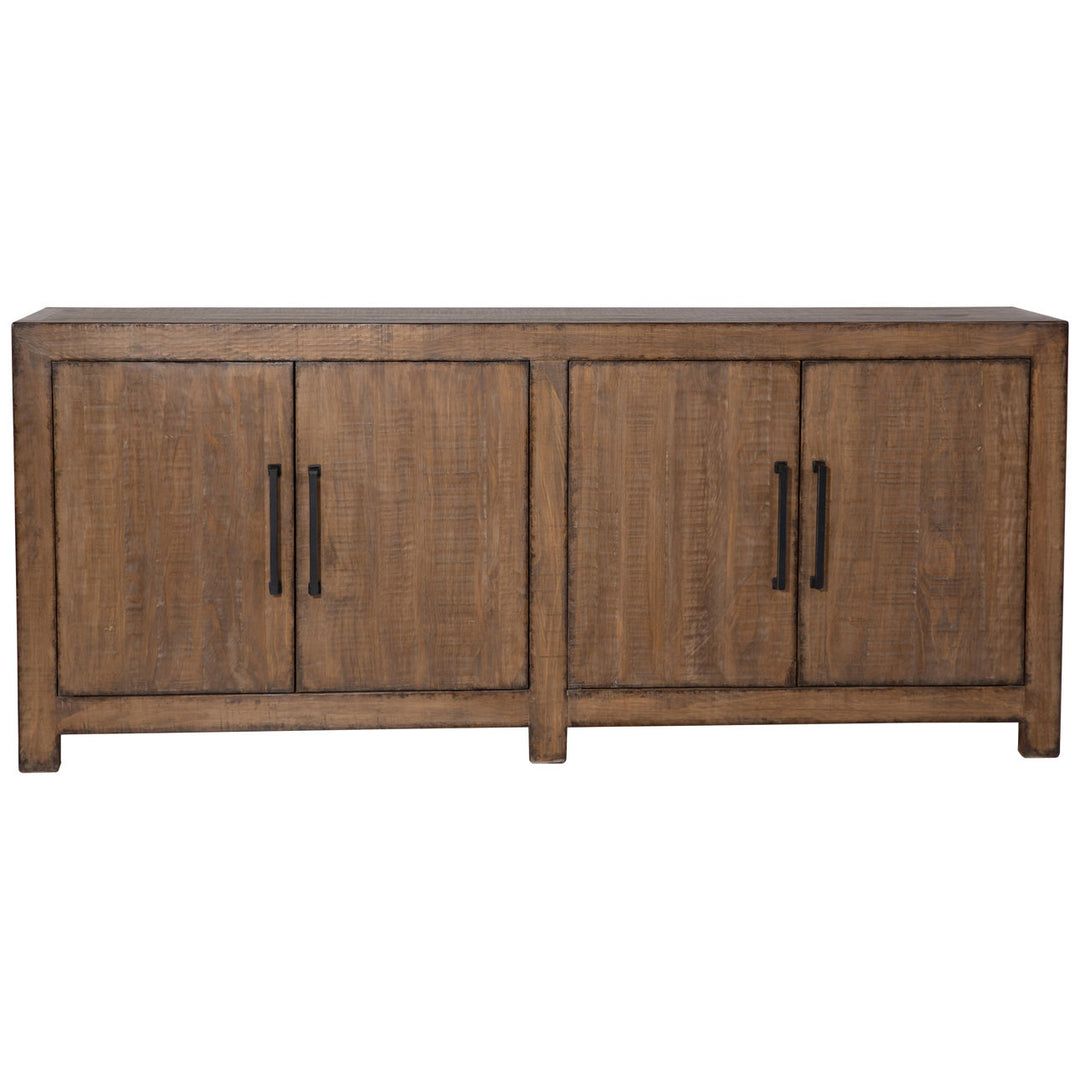 Meridian Reclaimed Pine Sideboard, Medium Brown · Four Door, front view