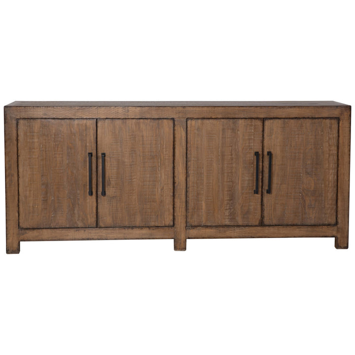 Meridian Reclaimed Pine Sideboard, Medium Brown · Four Door, front view