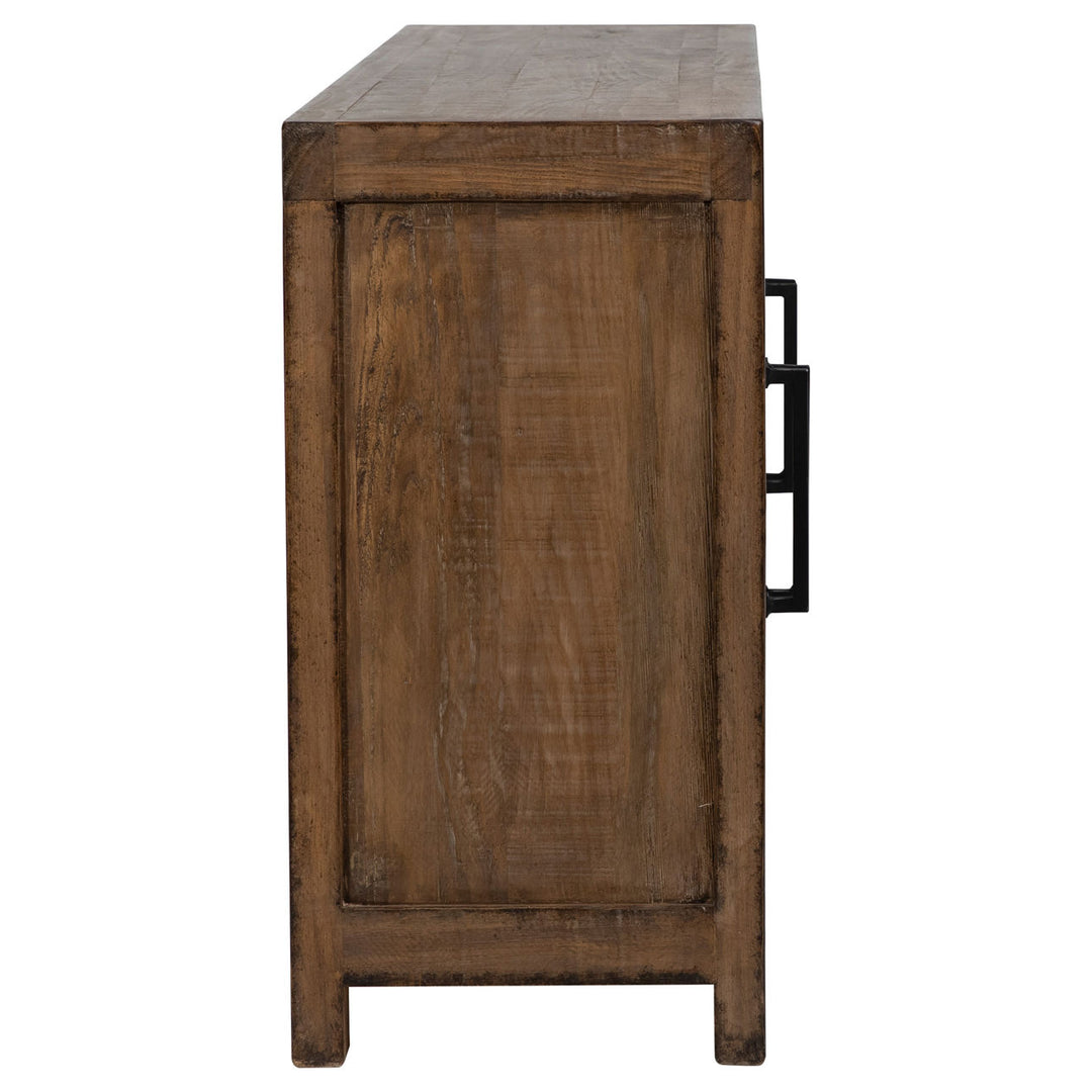 Meridian Reclaimed Pine Sideboard, Medium Brown · Four Door, profile view