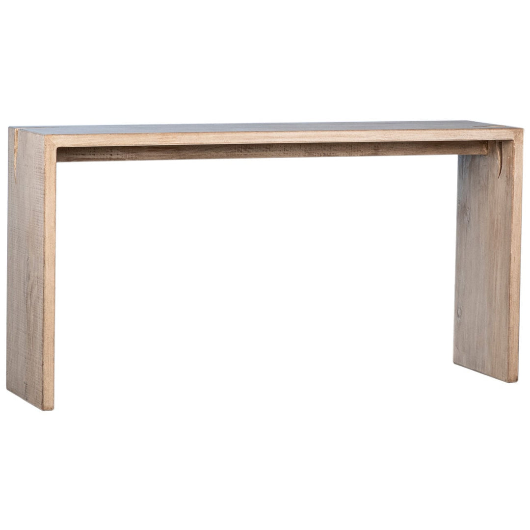 Merrick Reclaimed Pine Console Table, three-quarter studio view
