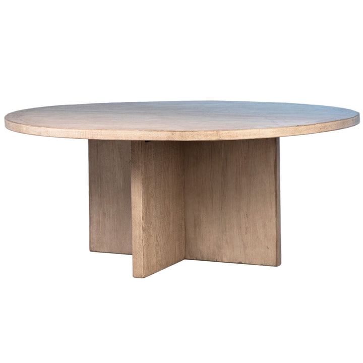 Harbor Reclaimed Pine Round Dining Table, Light Warm Wash, three-quarter studio view
