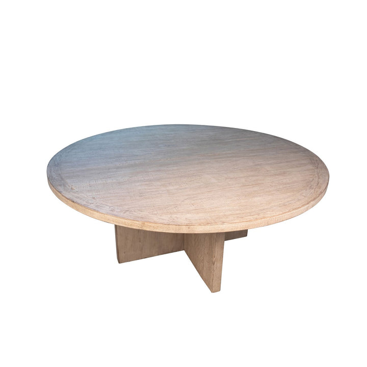 Harbor Reclaimed Pine Round Dining Table, Light Warm Wash, overhead view