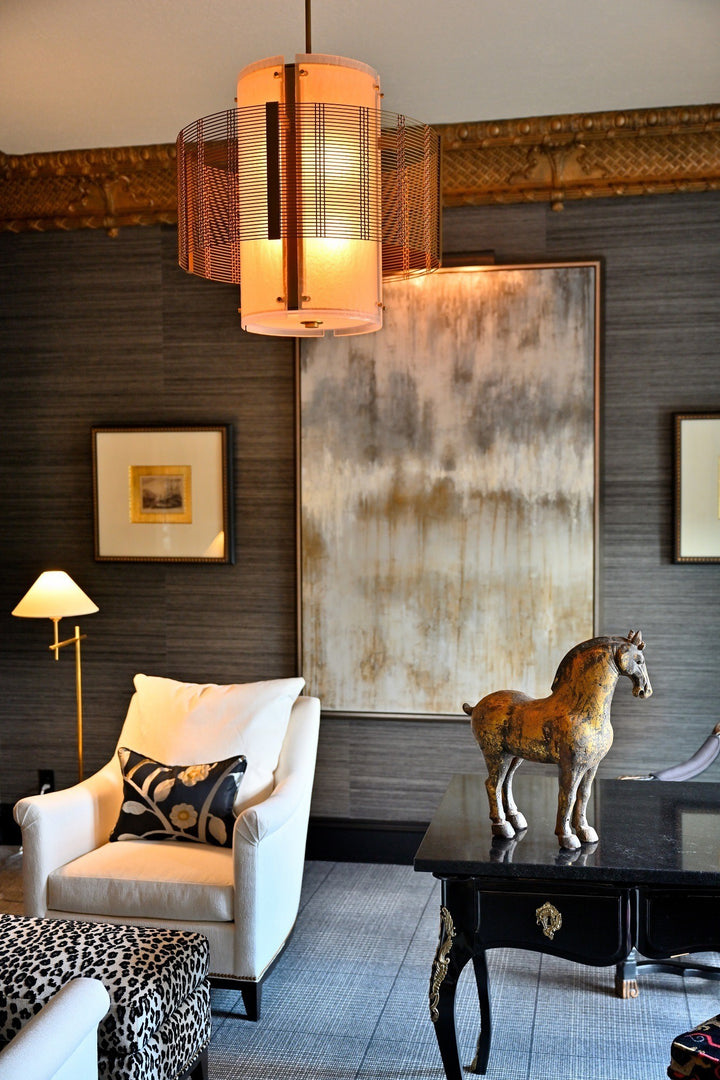 Downtown Mesh Double Drum Chandelier by Hammerton Studio in a styled interior