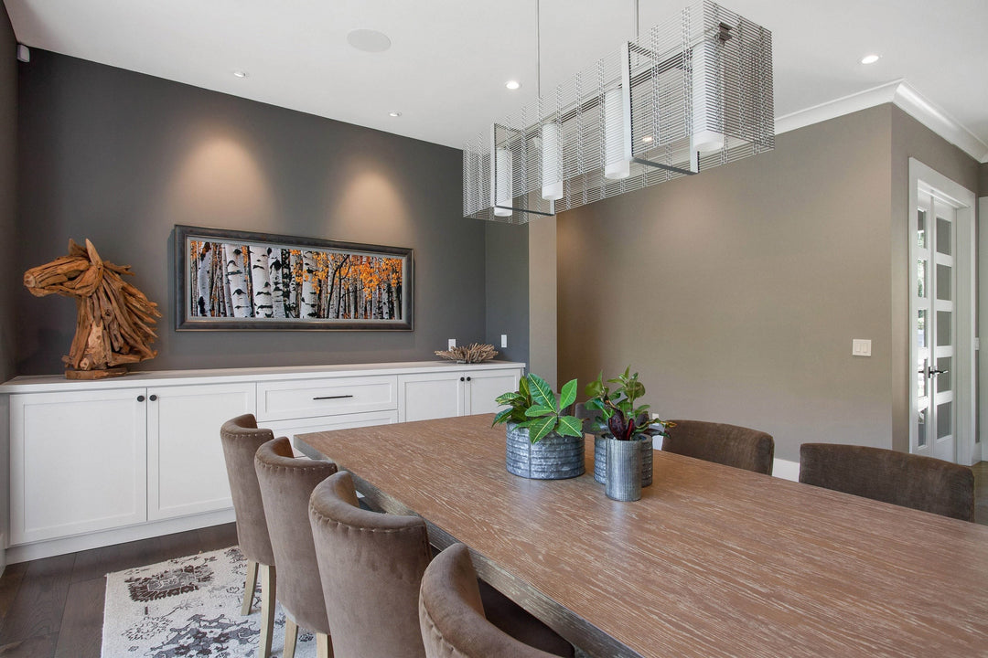 Downtown Mesh Linear Chandelier by Hammerton Studio in a styled interior