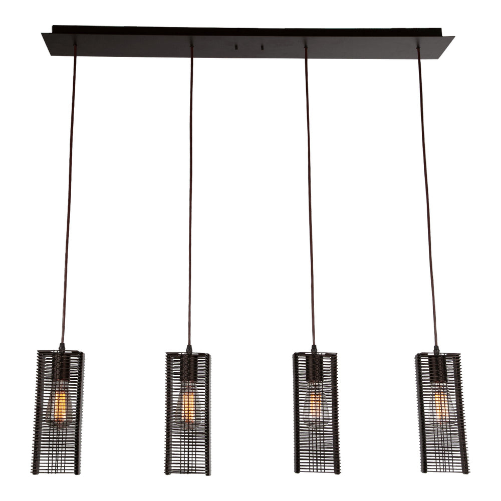 Downtown Mesh Linear Pendant Chandelier by Hammerton Studio 4 Lights