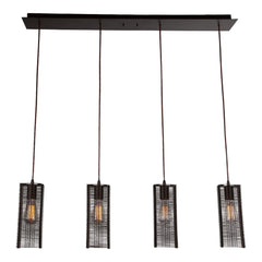 Downtown Mesh Linear Pendant Chandelier by Hammerton Studio 4 Lights