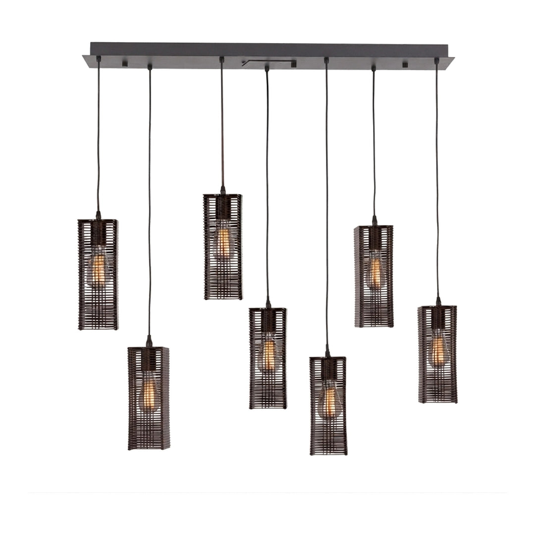Downtown Mesh Linear Pendant Chandelier by Hammerton Studio 7 Lights
