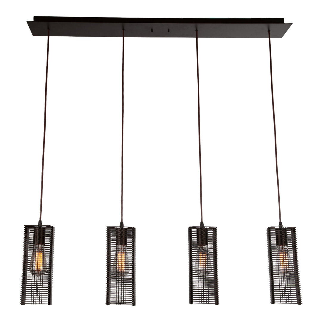 Downtown Mesh Linear Pendant Chandelier by Hammerton Studio 4 Lights in its standard finish