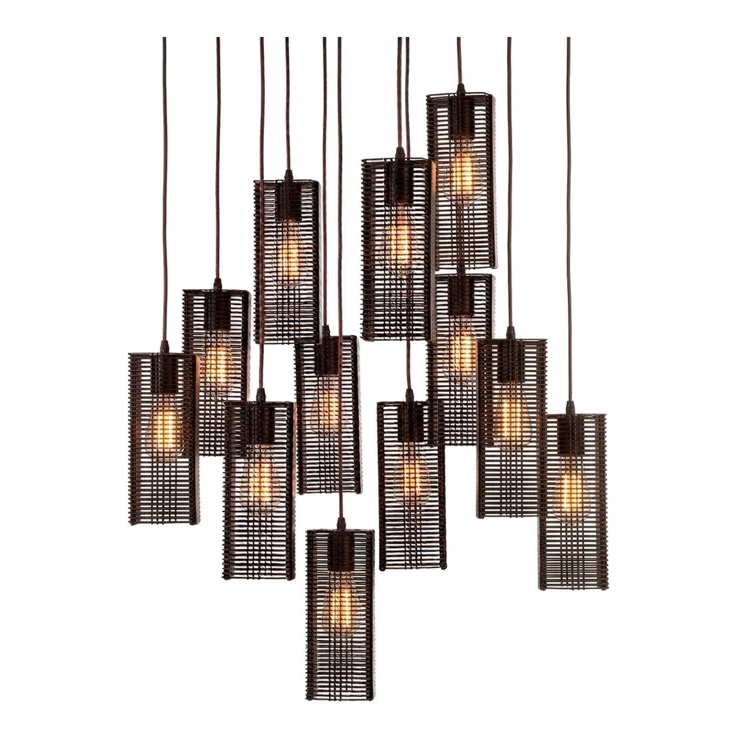 Downtown Mesh Square Pendant Chandelier by Hammerton Studio 12 Lights