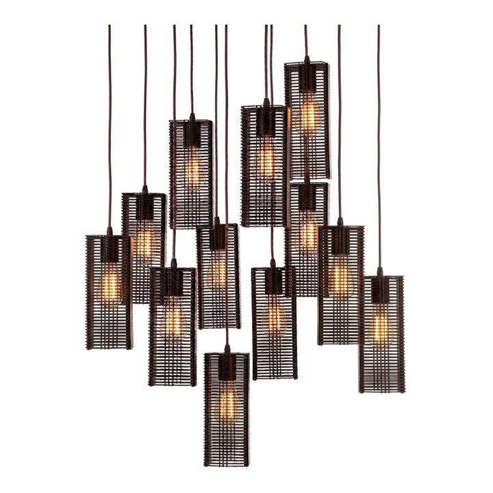 Downtown Mesh Square Pendant Chandelier by Hammerton Studio 12 Lights