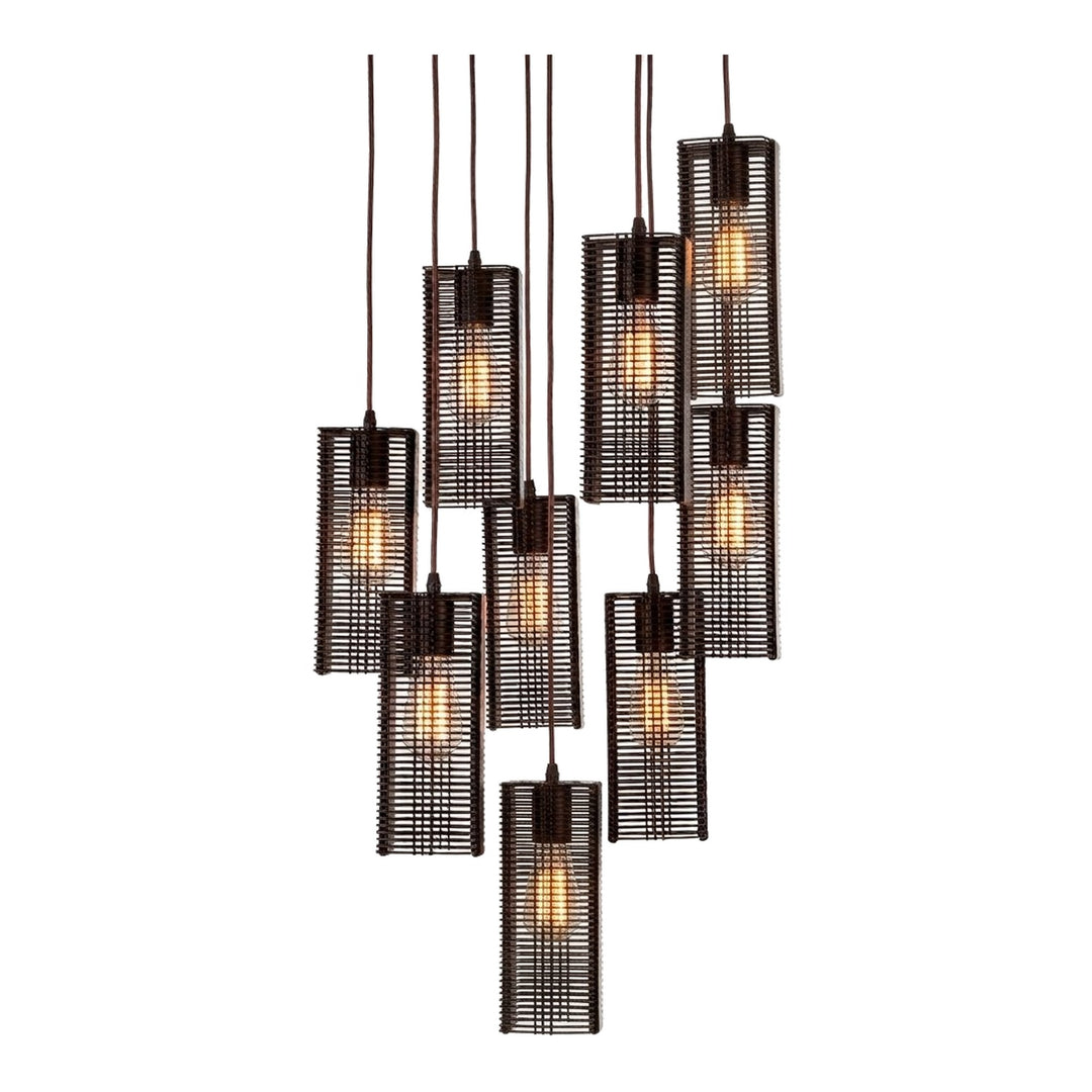 Downtown Mesh Square Pendant Chandelier by Hammerton Studio 9 Lights