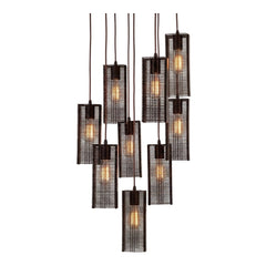 Downtown Mesh Square Pendant Chandelier by Hammerton Studio 9 Lights