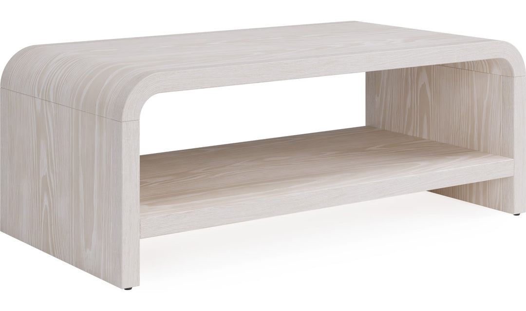 Drake Ash Wood Coffee Table in Sugar — product view on a white background